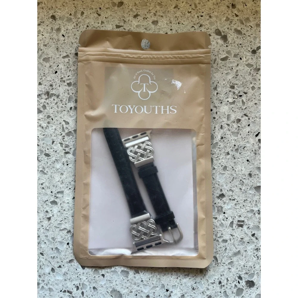 Toyouths Black Celtic Knot Watch Band for Apple Watch Starlight 38mm 40mm 41mm